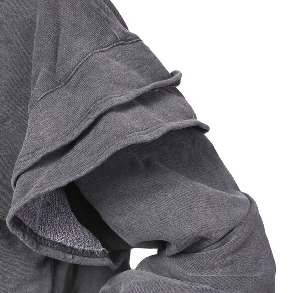 7 For All Mankind Ruffled Cropped Sweatshirt Sweater Grey Crewneck NEW - Picture 4 of 8